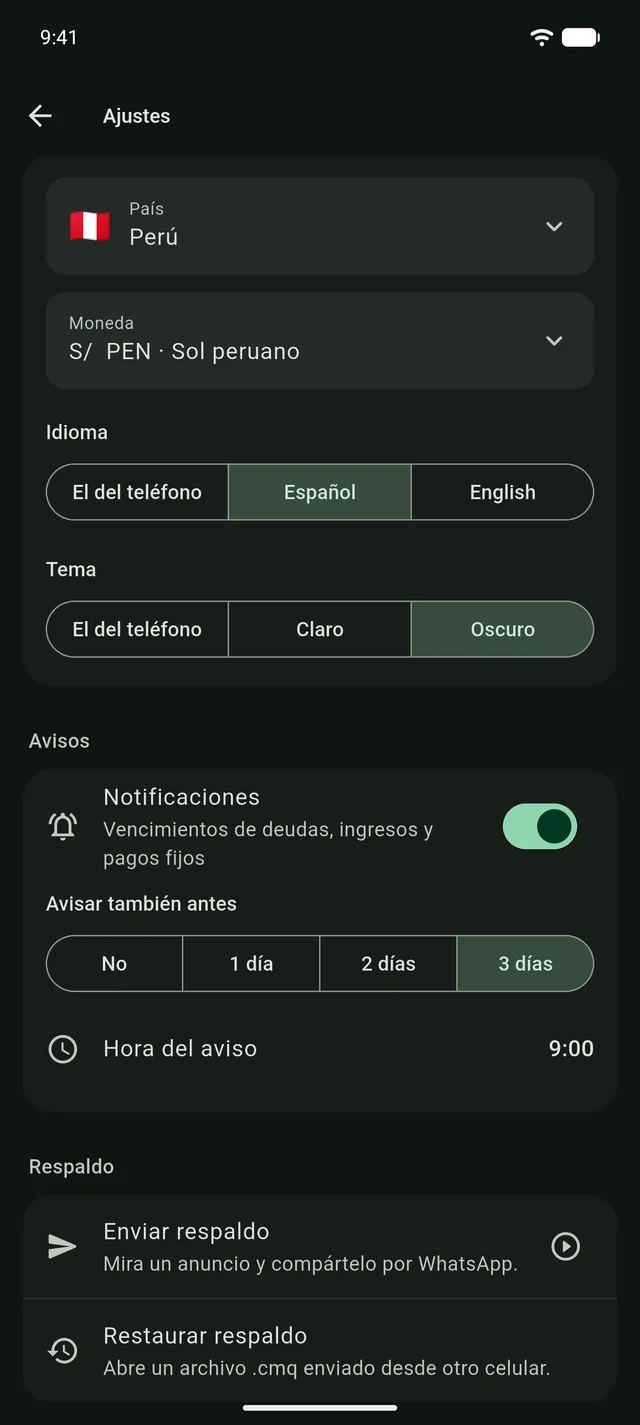 Backup via WhatsApp